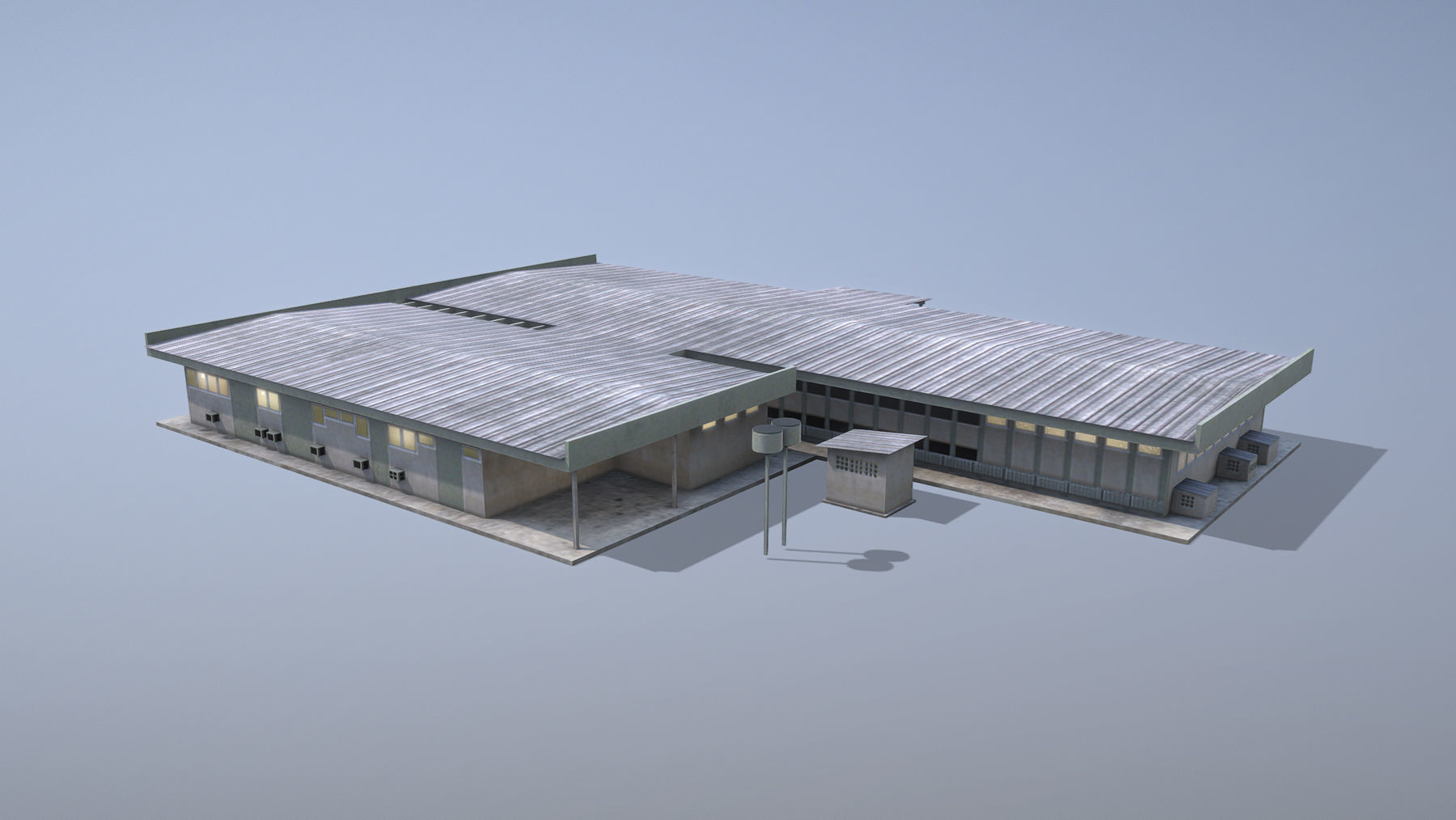 MilitaryBase PortoVelho Hospital Low-poly 3D model_2