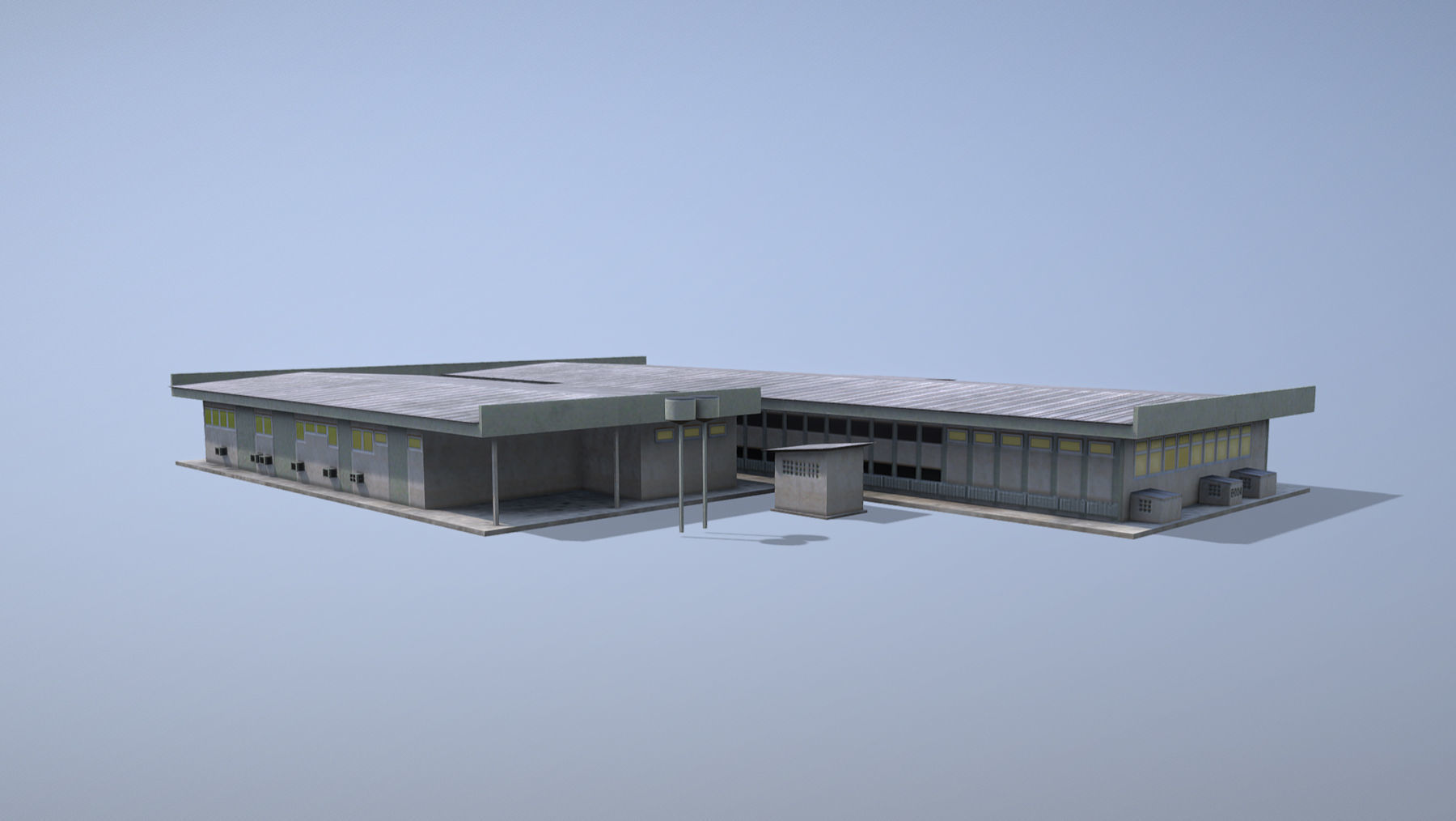 MilitaryBase PortoVelho Hospital Low-poly 3D model_4