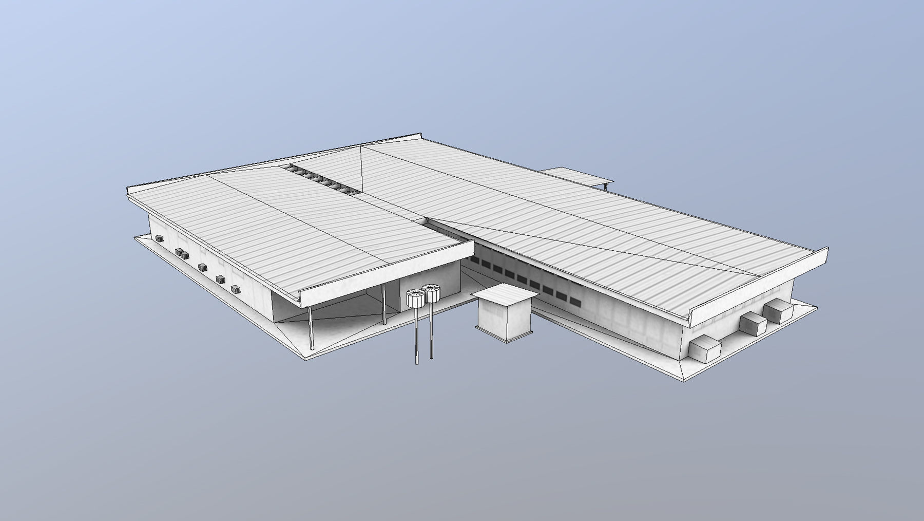 MilitaryBase PortoVelho Hospital Low-poly 3D model_9