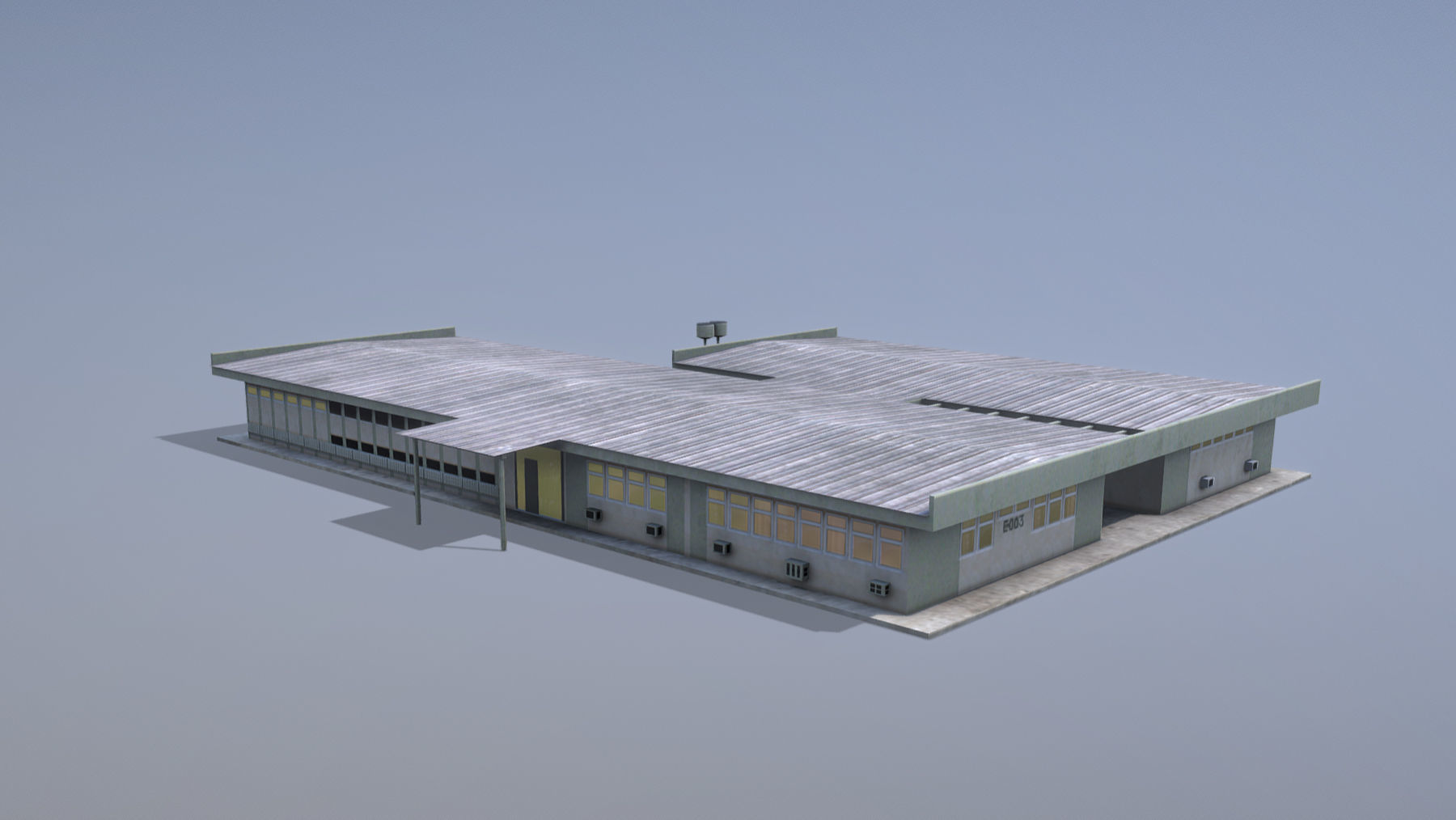 MilitaryBase PortoVelho Hospital Low-poly 3D model_3