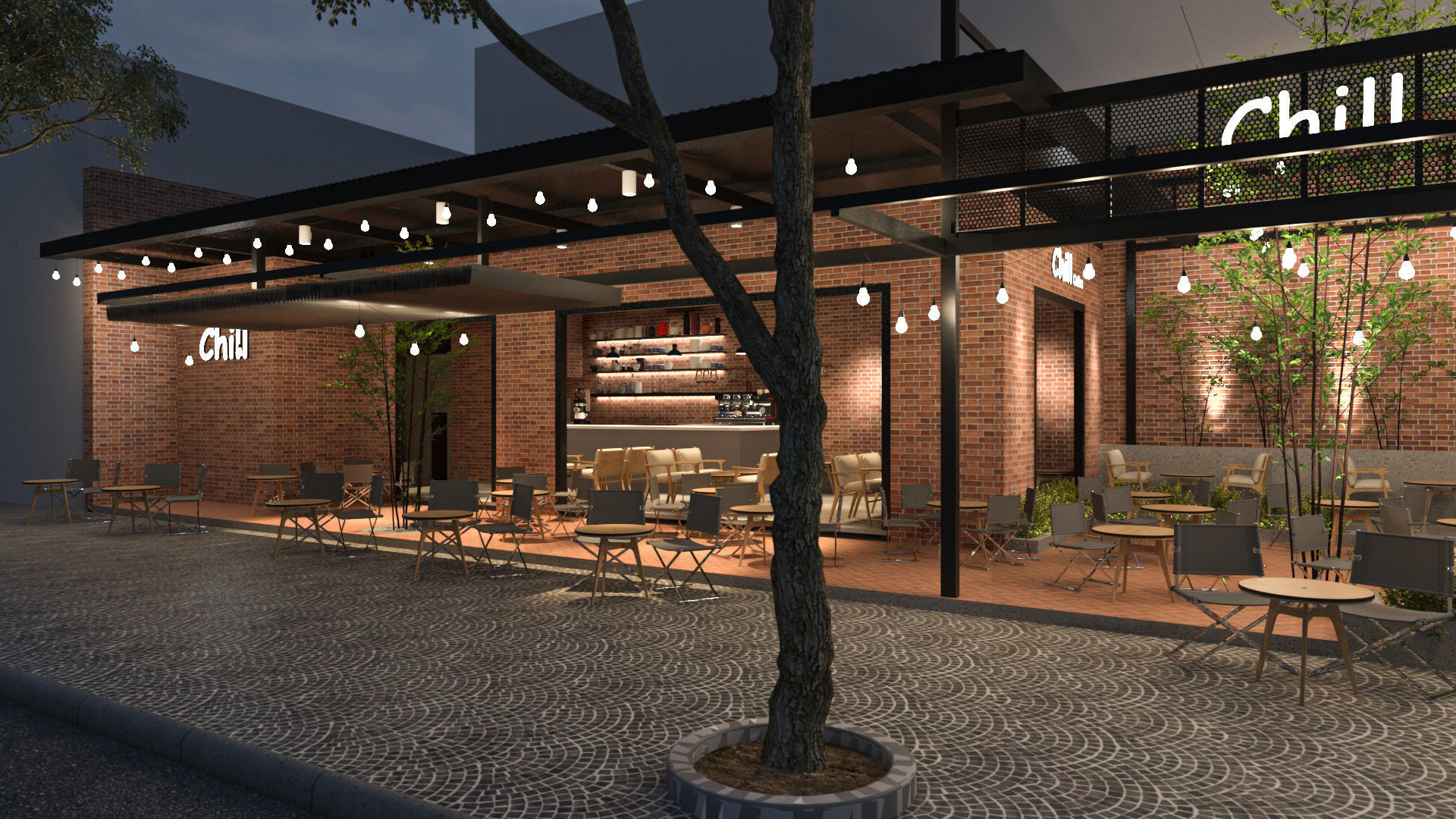  Brick coffee shop 3D model_1