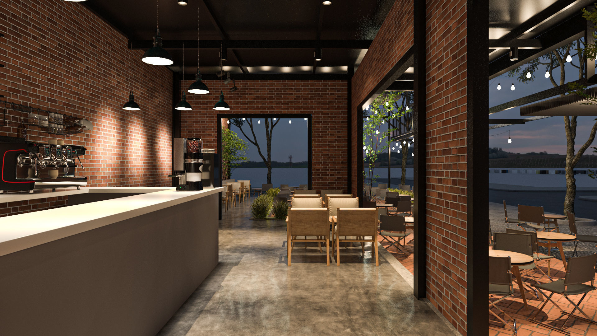  Brick coffee shop 3D model_4