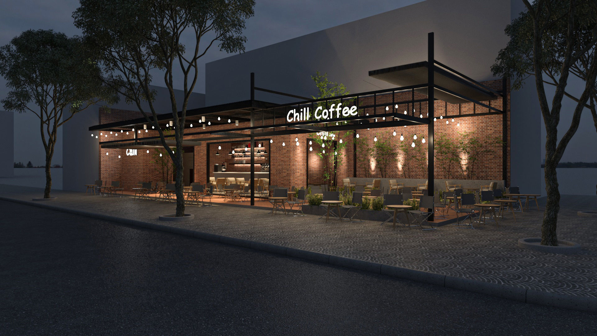  Brick coffee shop 3D model_3