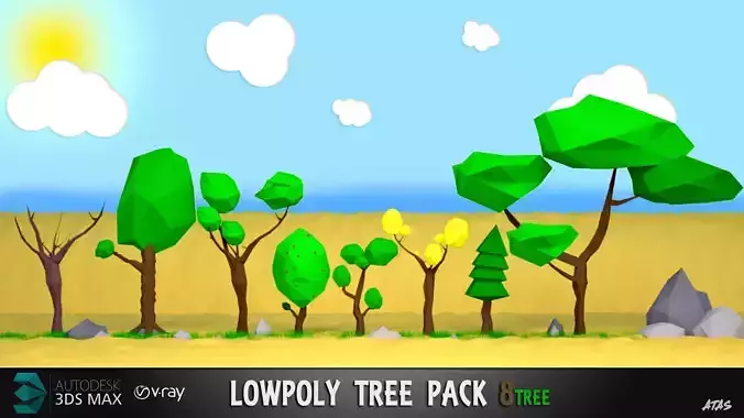 Lowpoly Tree Pack Game Ready 8 Trees