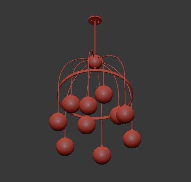 FULTON chandelier with clear glass balls and brass accents 3D model_3