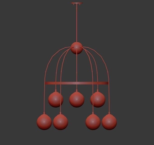 FULTON chandelier with clear glass balls and brass accents 3D model_2