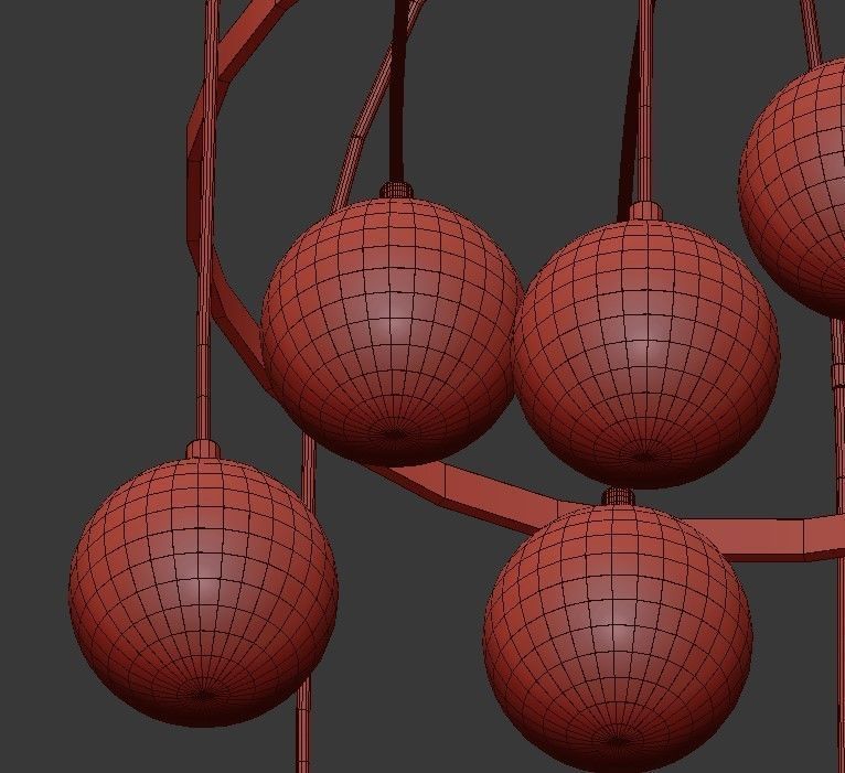 FULTON chandelier with clear glass balls and brass accents 3D model_6