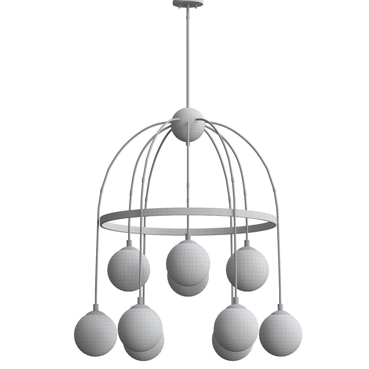 FULTON chandelier with clear glass balls and brass accents 3D model_1