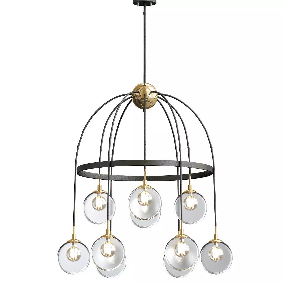 FULTON chandelier with clear glass balls and brass accents 3D model_0