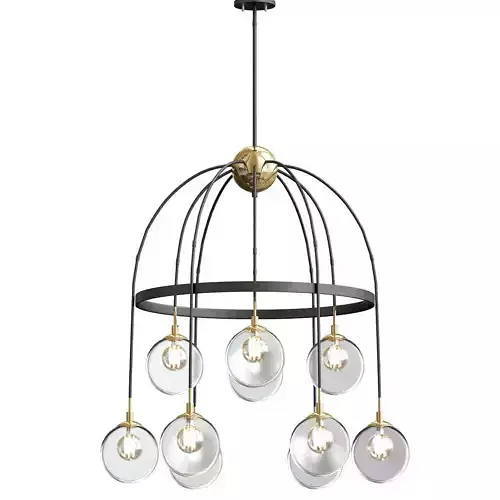 FULTON chandelier with clear glass balls and brass accents