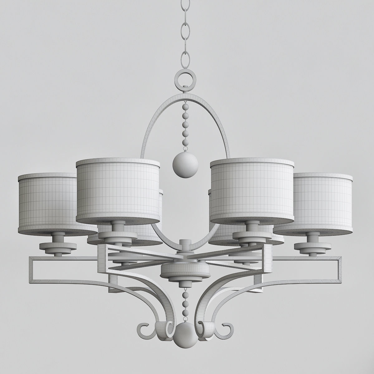 ROSENDAL light chandelier with shades 3D model_1