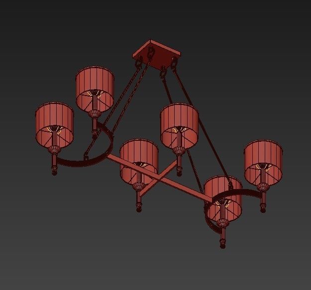 FAIRMONT light chandelier with lampshade 3D model_4