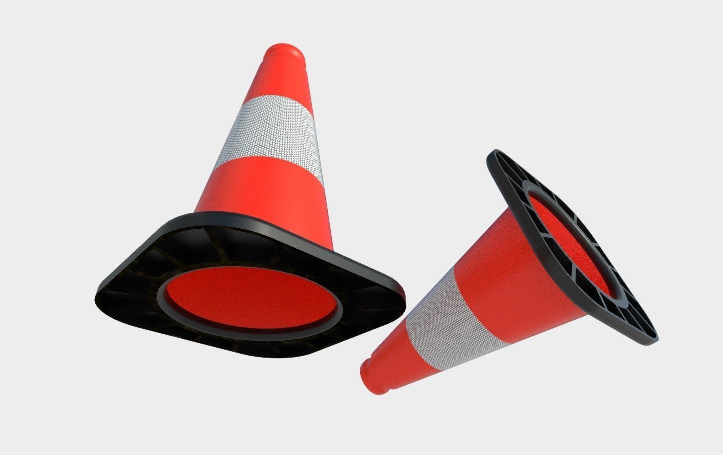 Road Cone M2 - with STL Low-poly 3D model_9