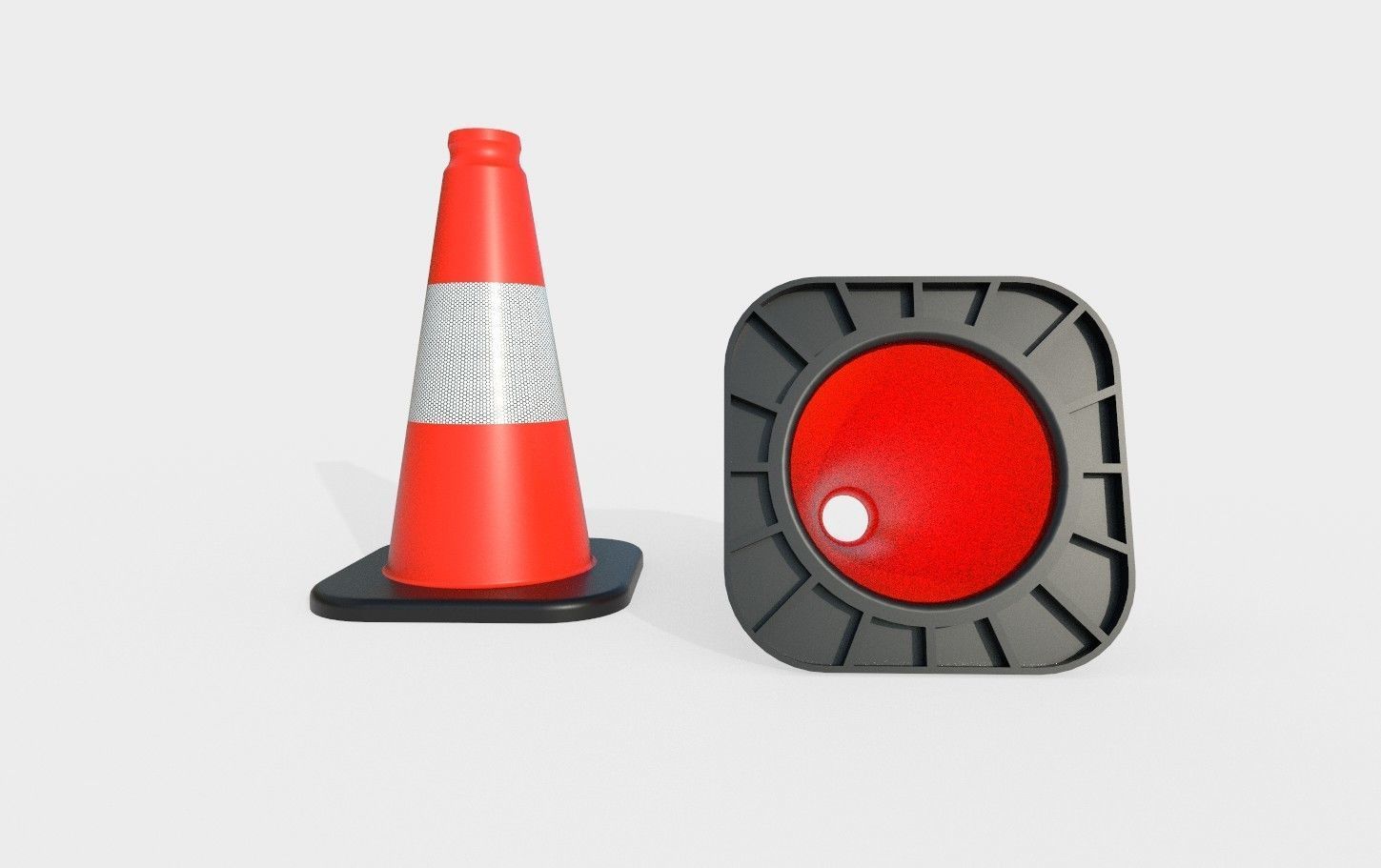 Road Cone M2 - with STL Low-poly 3D model_4