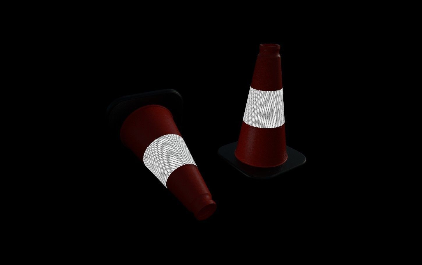 Road Cone M2 - with STL Low-poly 3D model_13