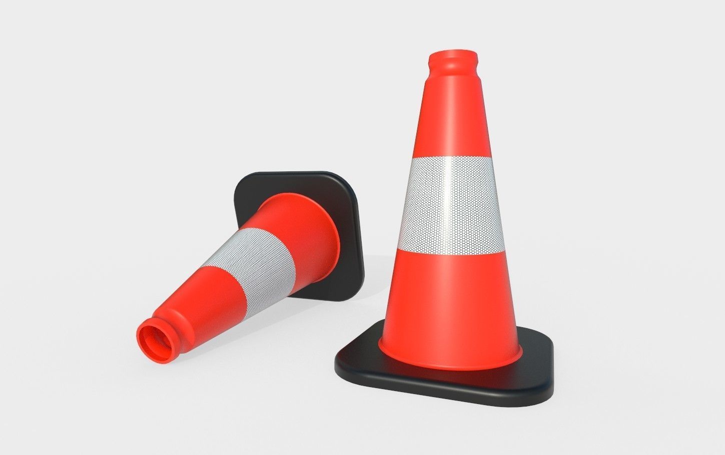 Road Cone M2 - with STL Low-poly 3D model_8