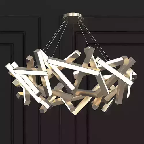 CHAOS chandelier made of wooden sticks