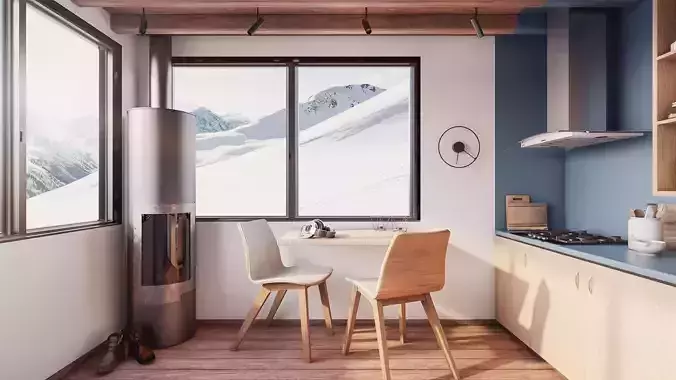 3D Scene - Climping Shelter Kitchen