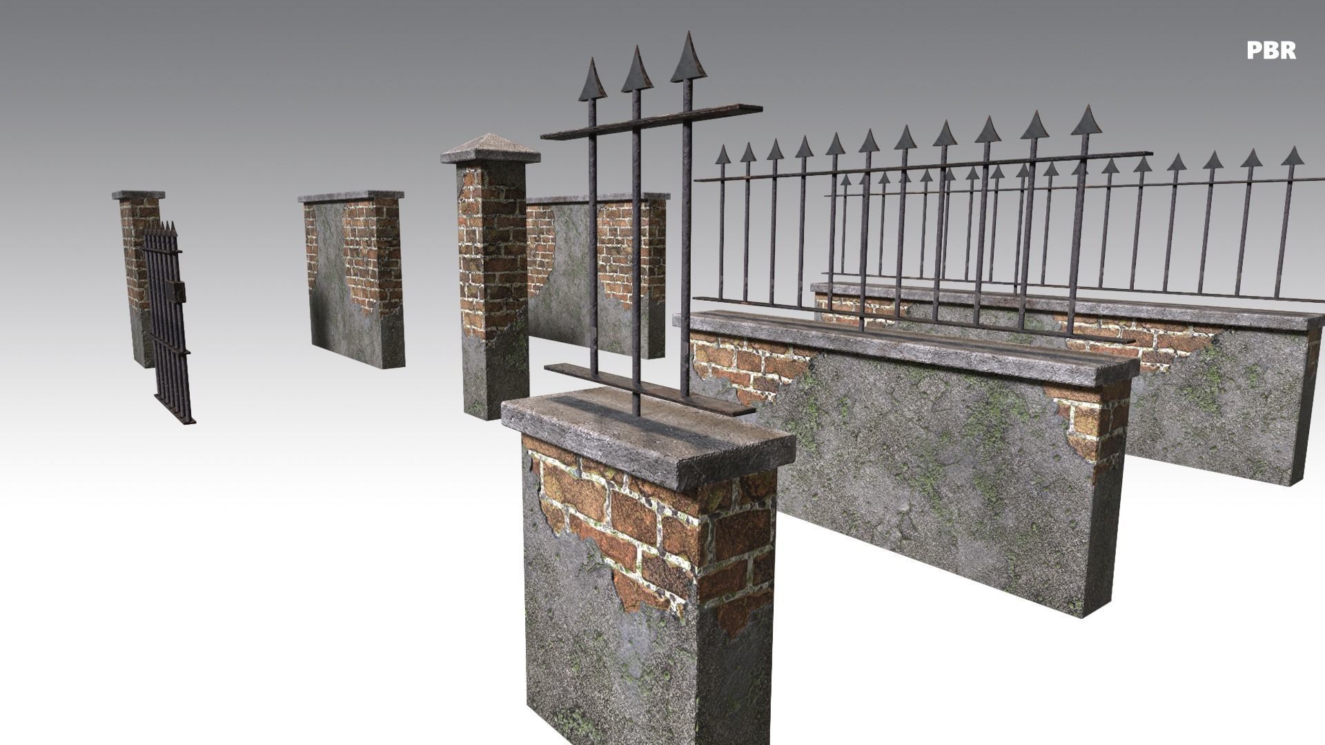 Brick Wall Pack PBR - Modular - Version 6 - Low-poly 3D model_9
