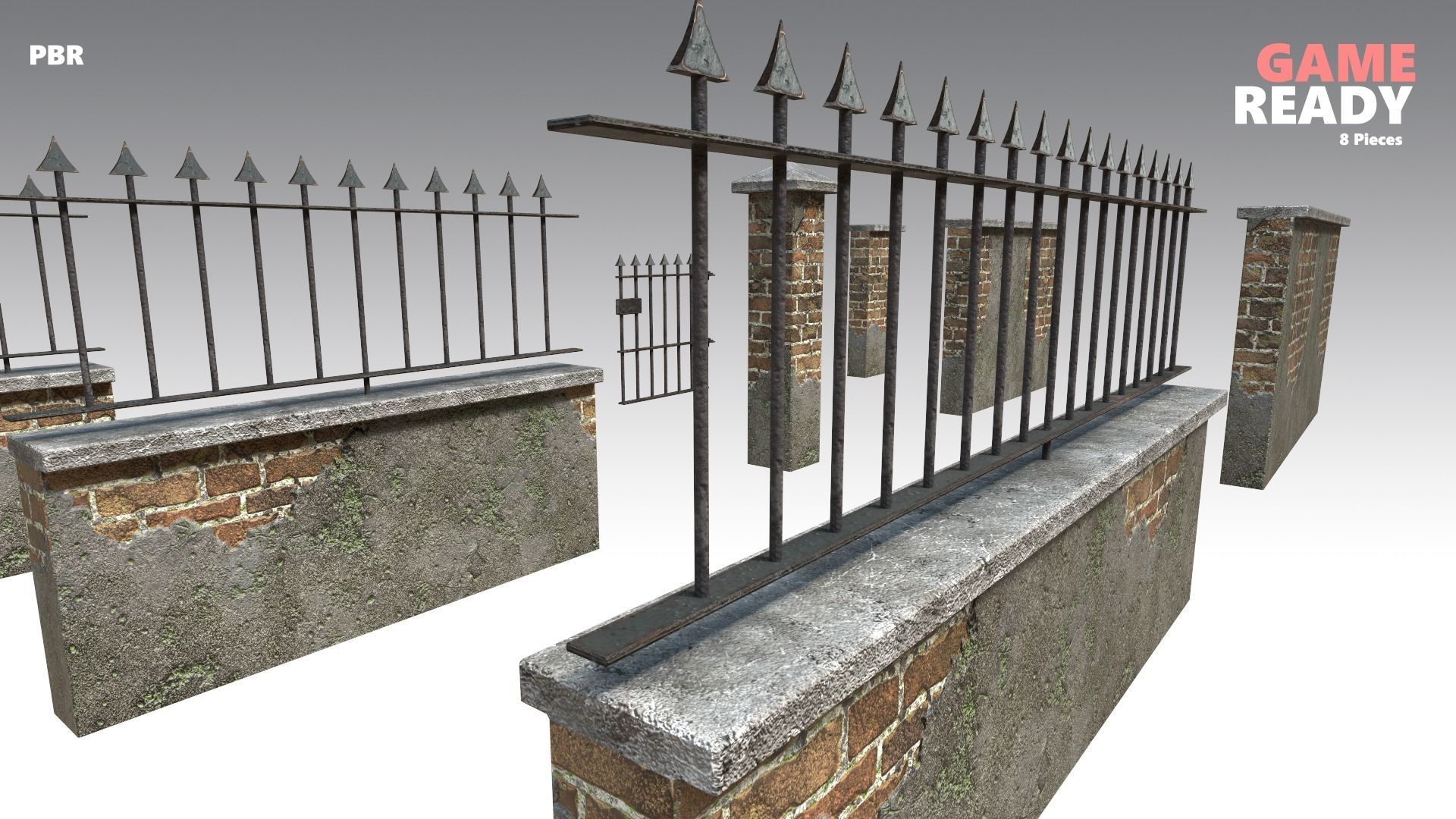 Brick Wall Pack PBR - Modular - Version 6 - Low-poly 3D model_6