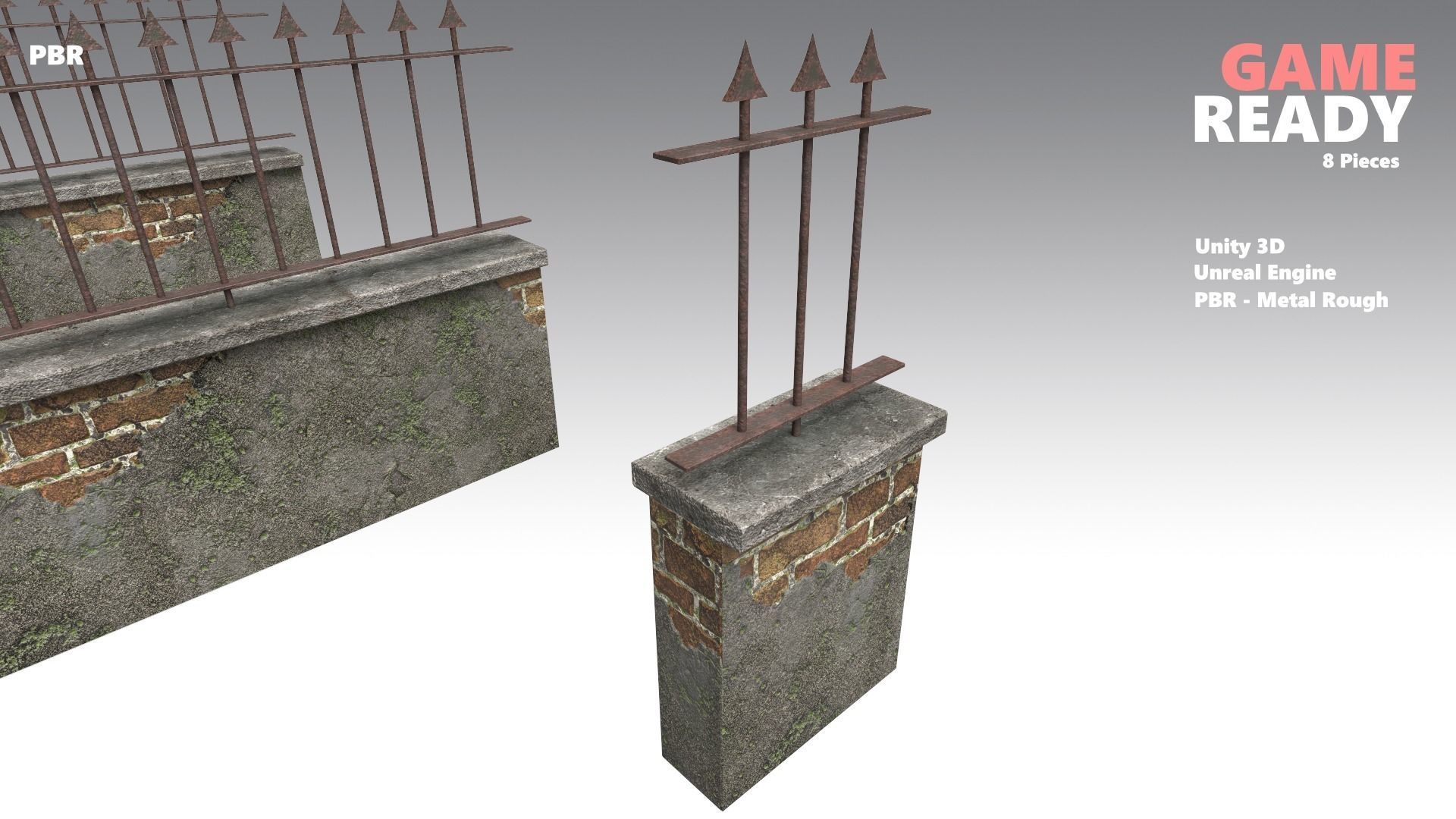 Brick Wall Pack PBR - Modular - Version 6 - Low-poly 3D model_8