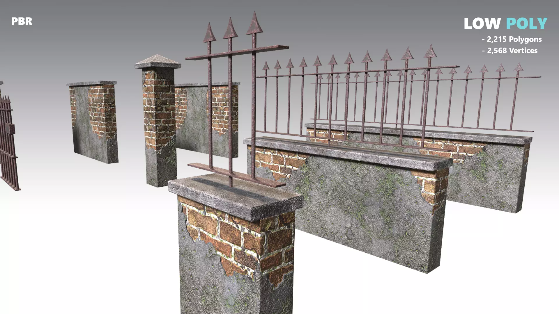 Brick Wall Pack PBR - Modular - Version 6 - Low-poly 3D model_0