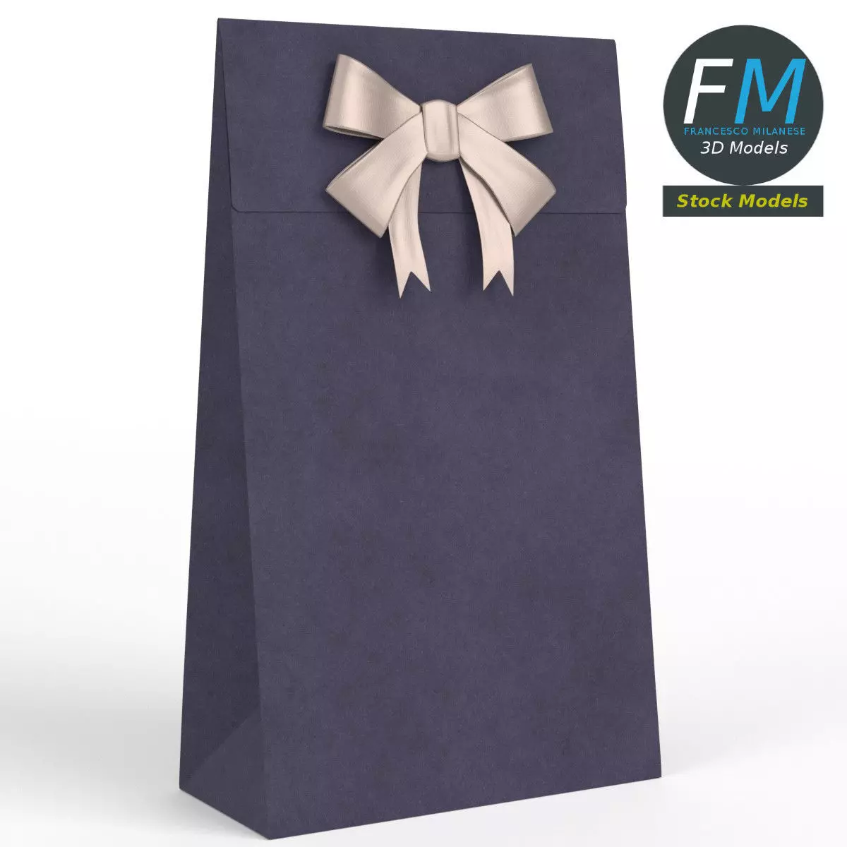 Gift paper bag 3D model_0