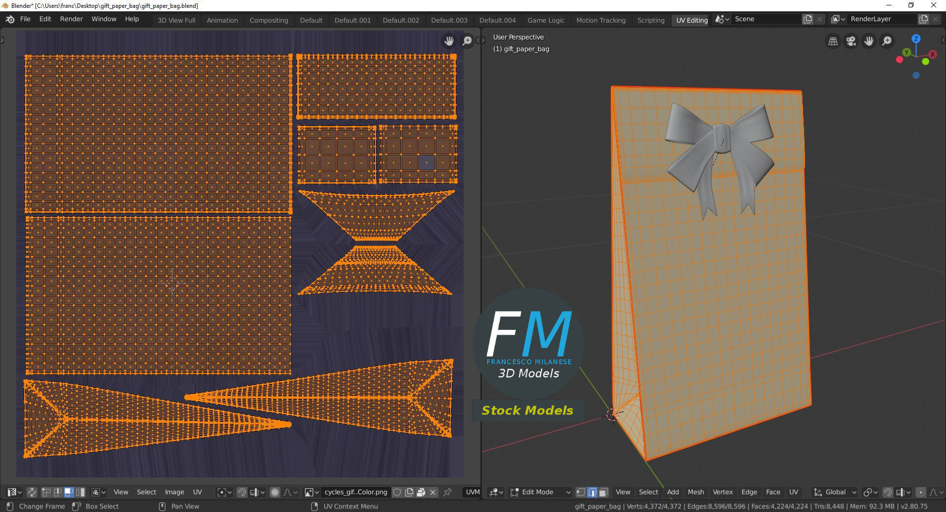 Gift paper bag 3D model_10