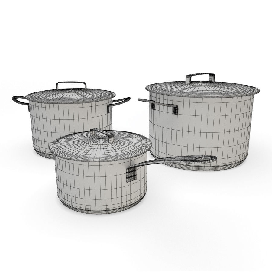 Pans and Saucepans 3D model_1