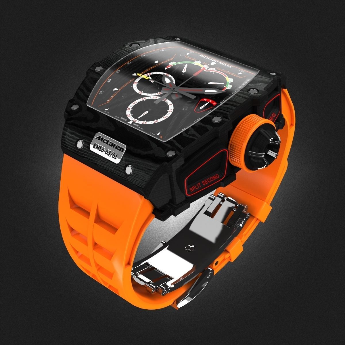 Richard Mille RM 50-03 Watch With Orange Strap 3D model_2