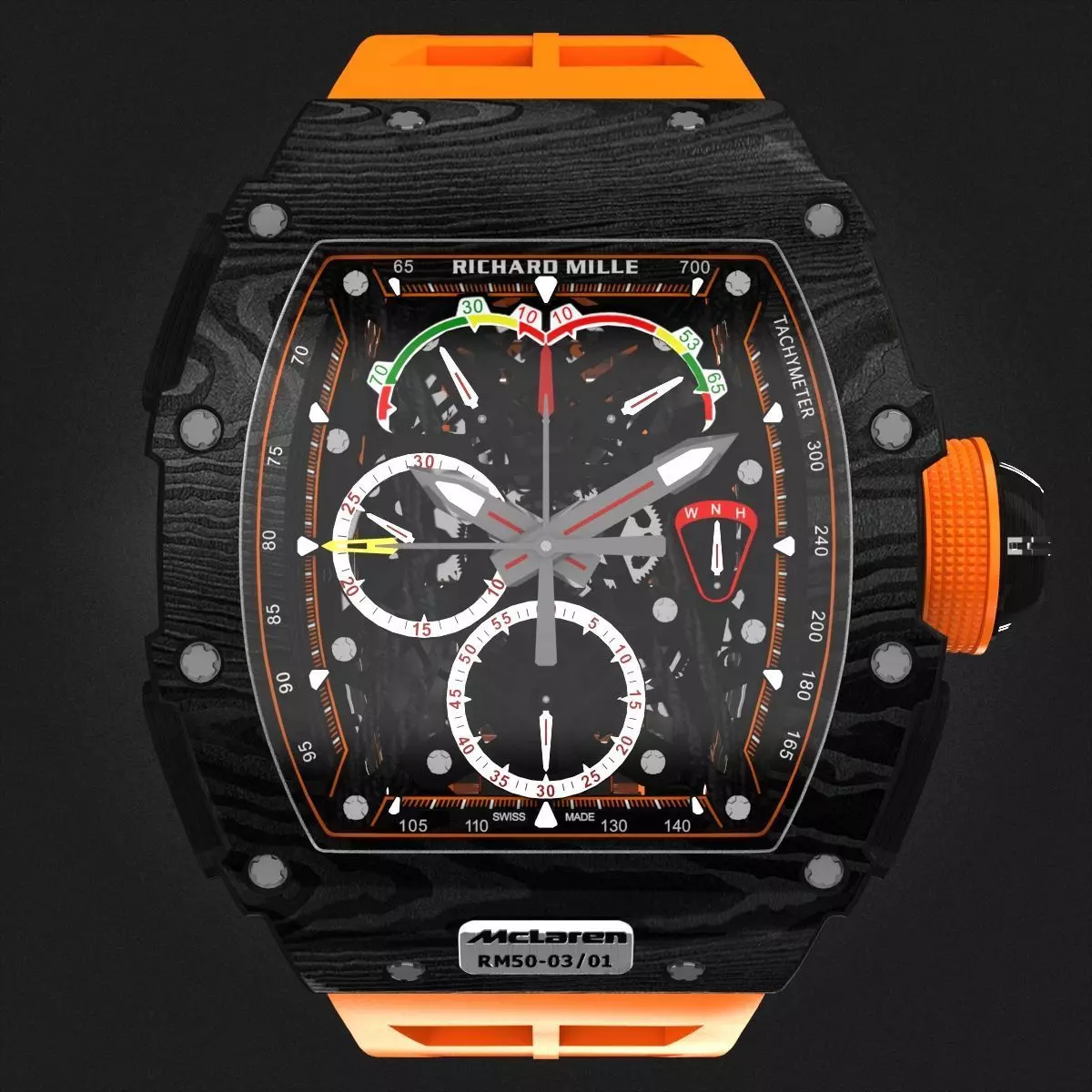 Richard Mille RM 50-03 Watch With Orange Strap 3D model_0