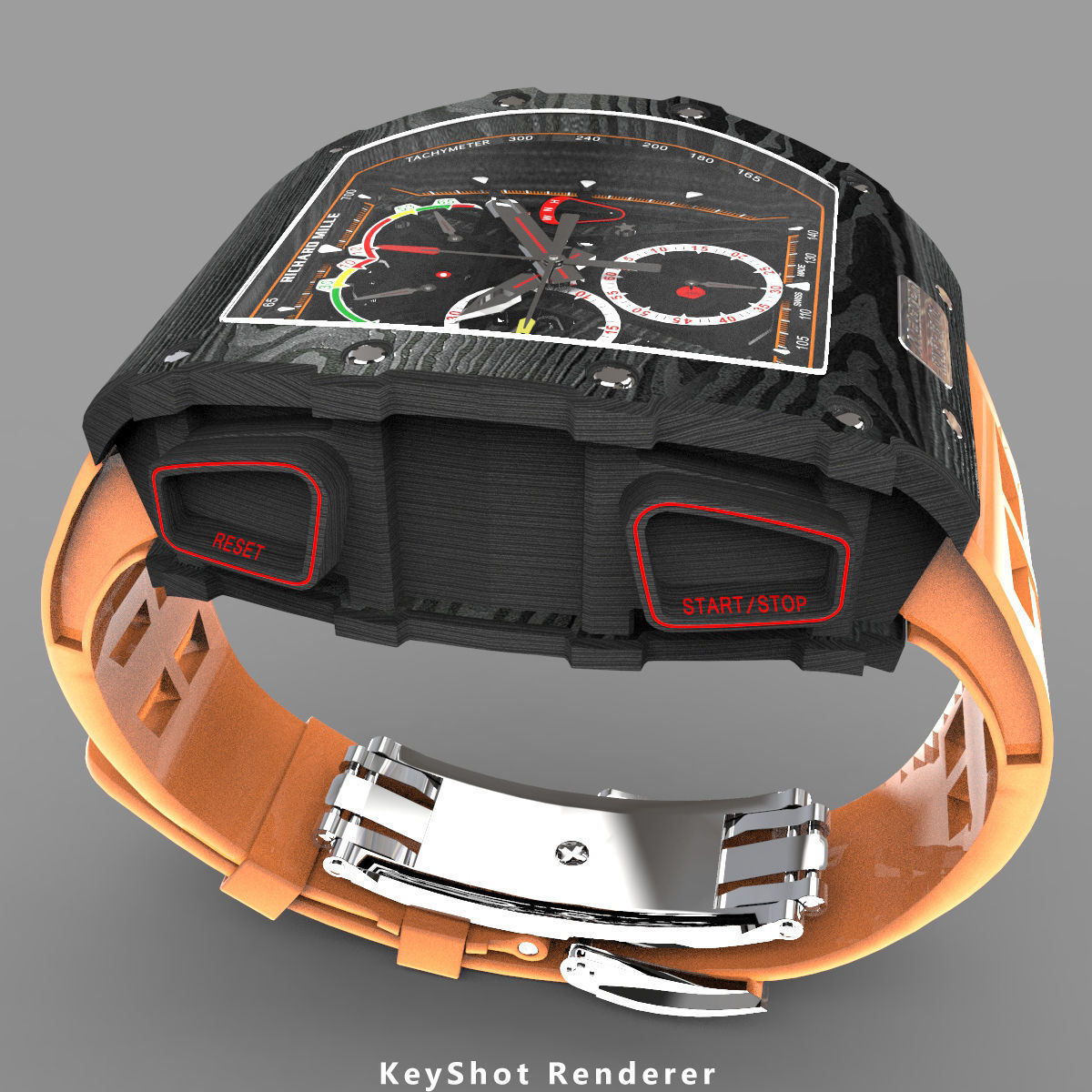 Richard Mille RM 50-03 Watch With Orange Strap 3D model_9