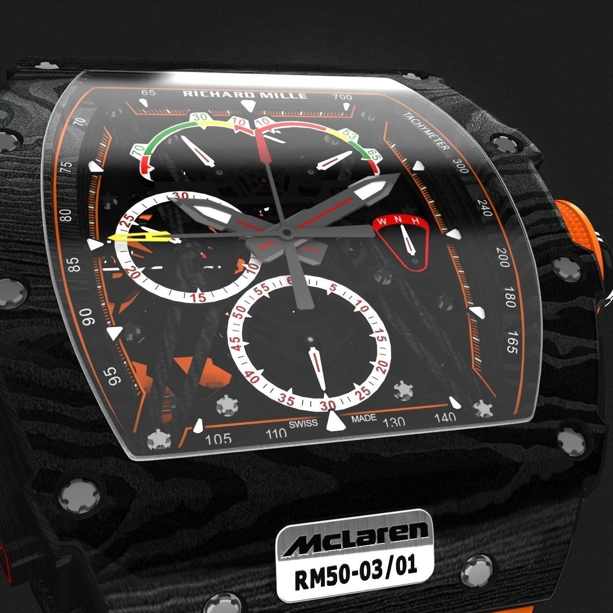 Richard Mille RM 50-03 Watch With Orange Strap 3D model_5