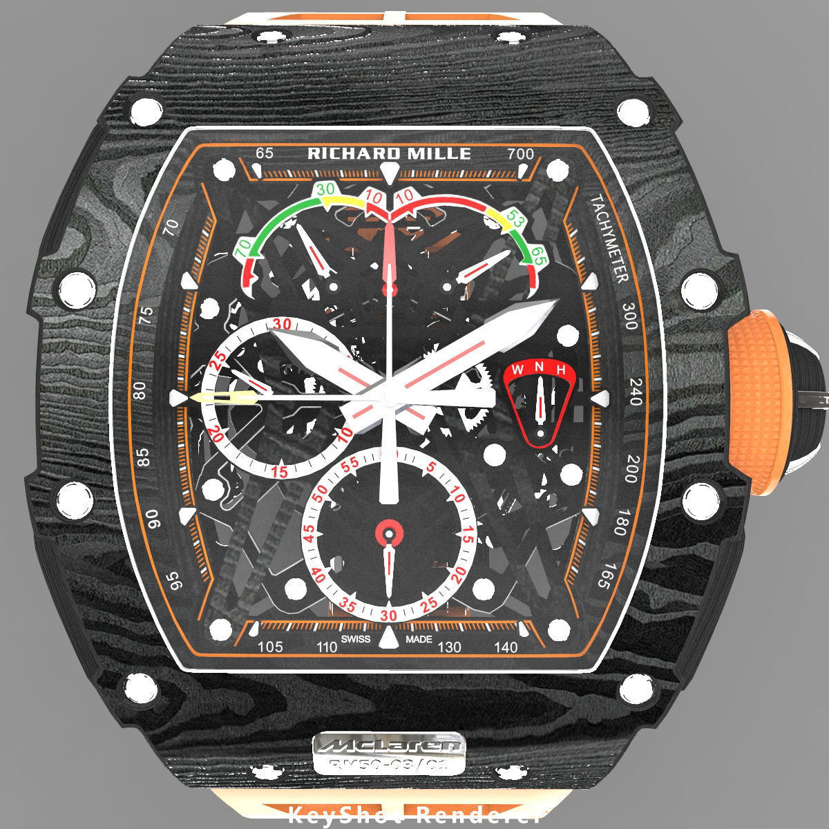 Richard Mille RM 50-03 Watch With Orange Strap 3D model_6