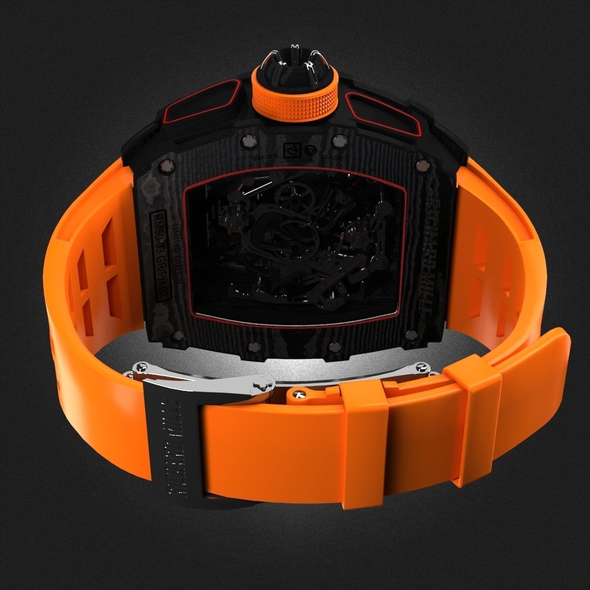 Richard Mille RM 50-03 Watch With Orange Strap 3D model_4