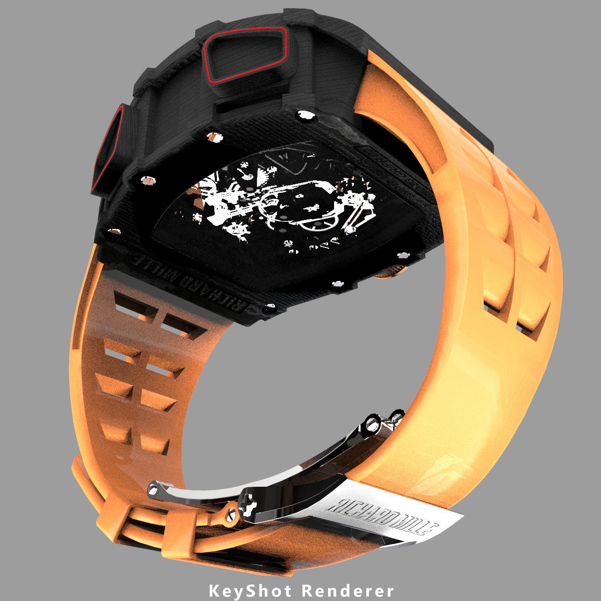 Richard Mille RM 50-03 Watch With Orange Strap 3D model_10