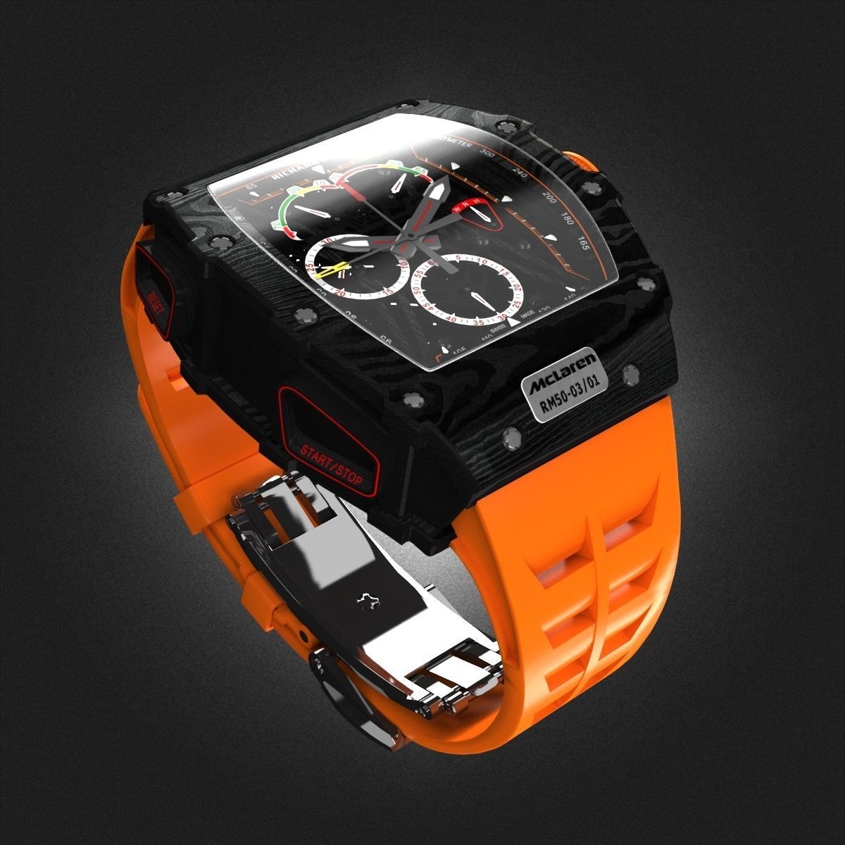 Richard Mille RM 50-03 Watch With Orange Strap 3D model_1