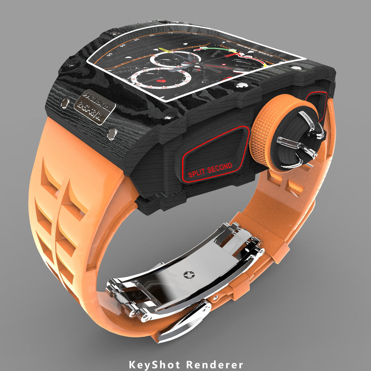 Richard Mille RM 50-03 Watch With Orange Strap 3D model_7