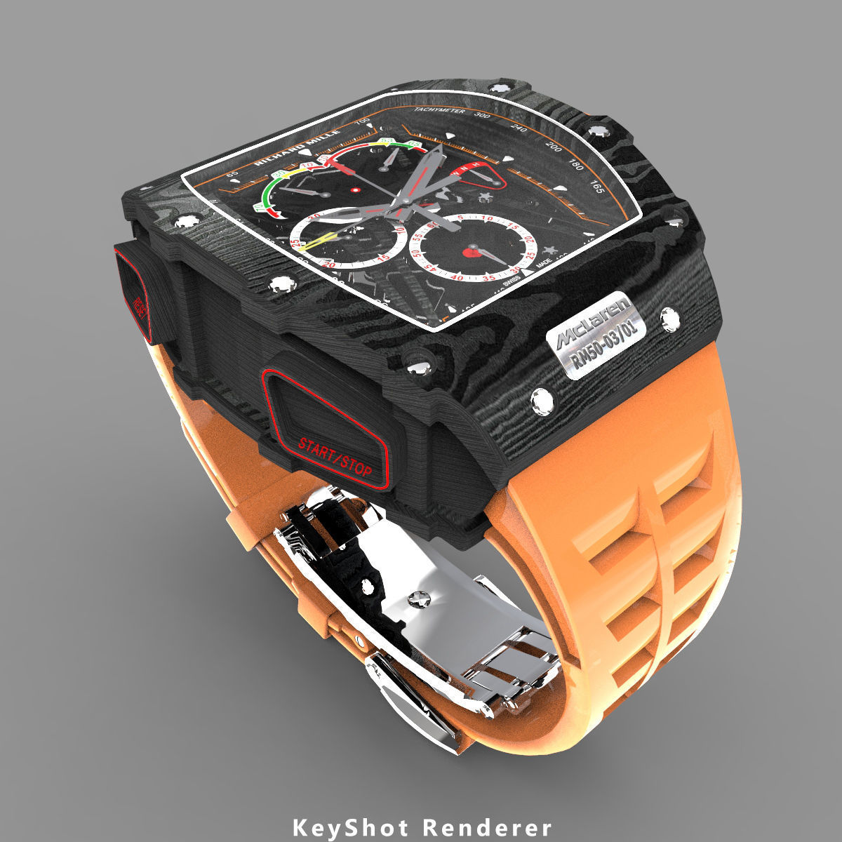 Richard Mille RM 50-03 Watch With Orange Strap 3D model_8