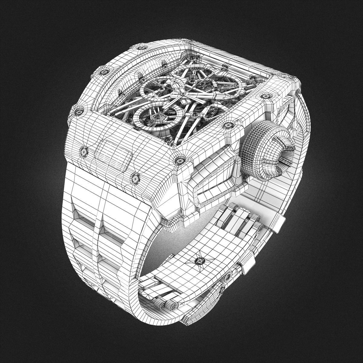 Richard Mille RM 50-03 Watch With Orange Strap 3D model_13