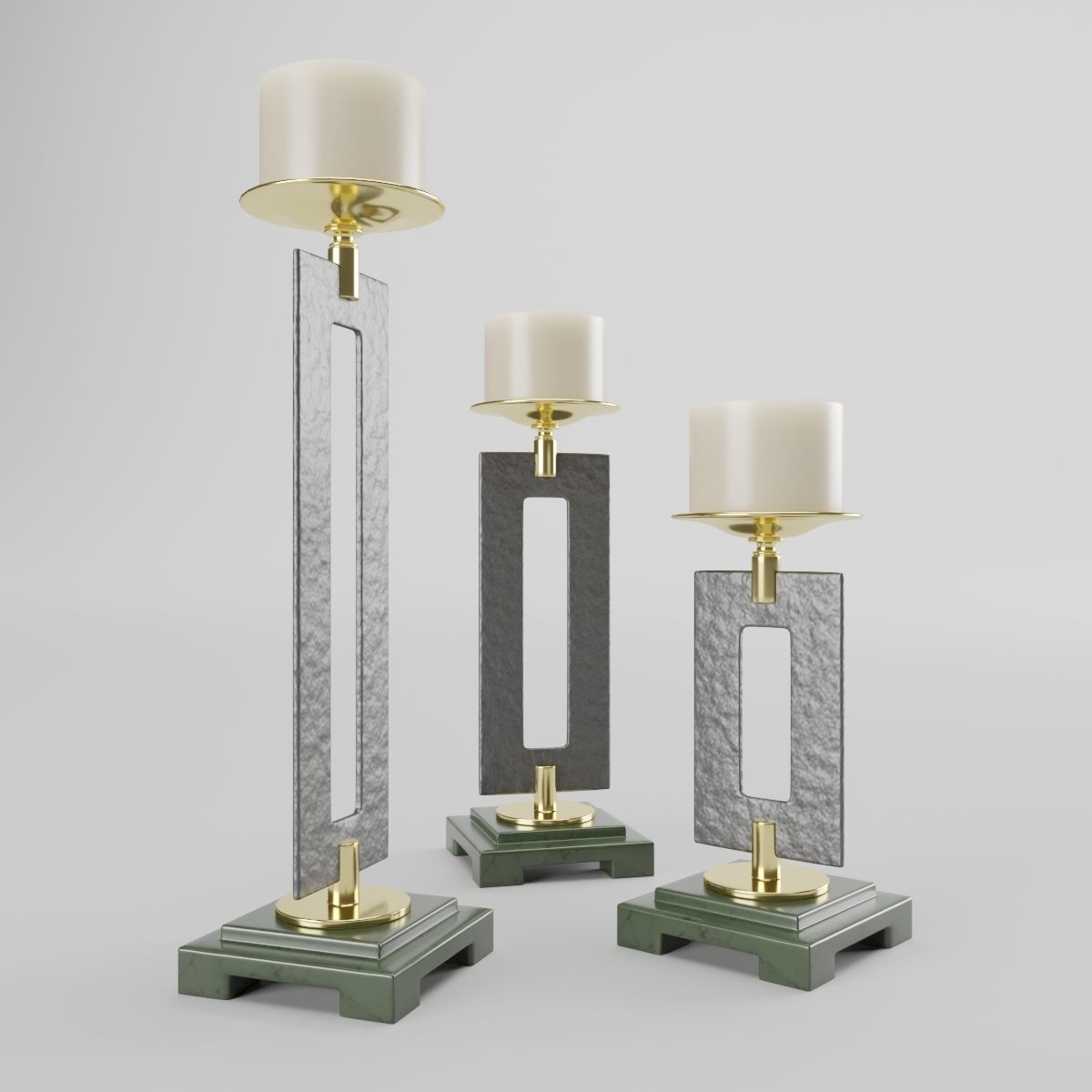Trio Candleholders 3D model_2