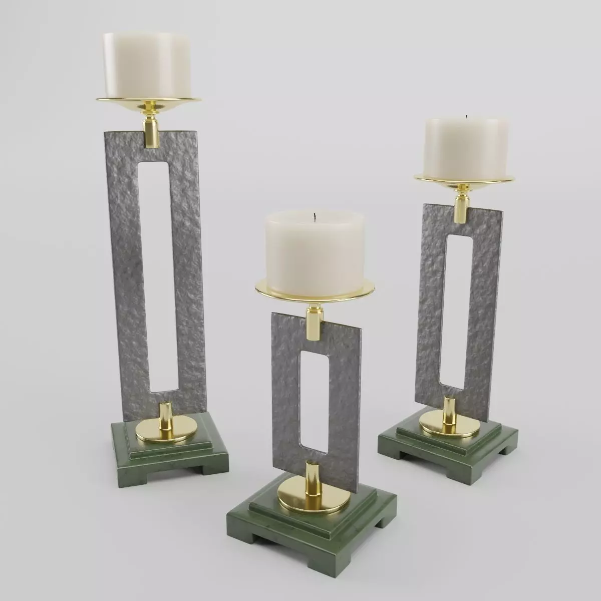 Trio Candleholders 3D model_0