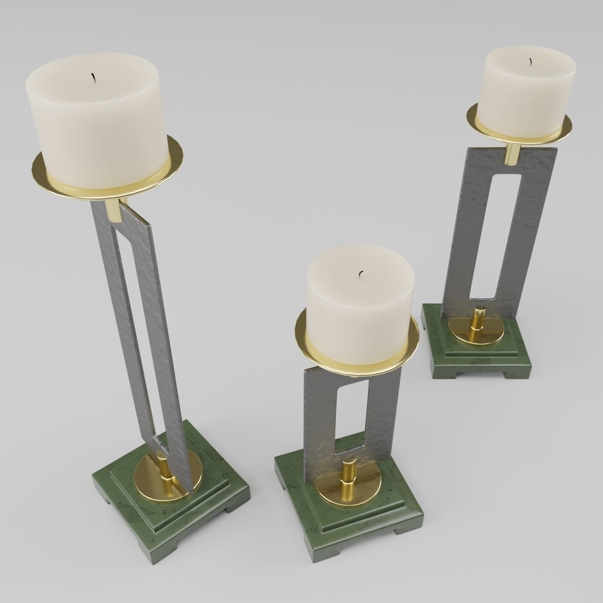 Trio Candleholders 3D model_9