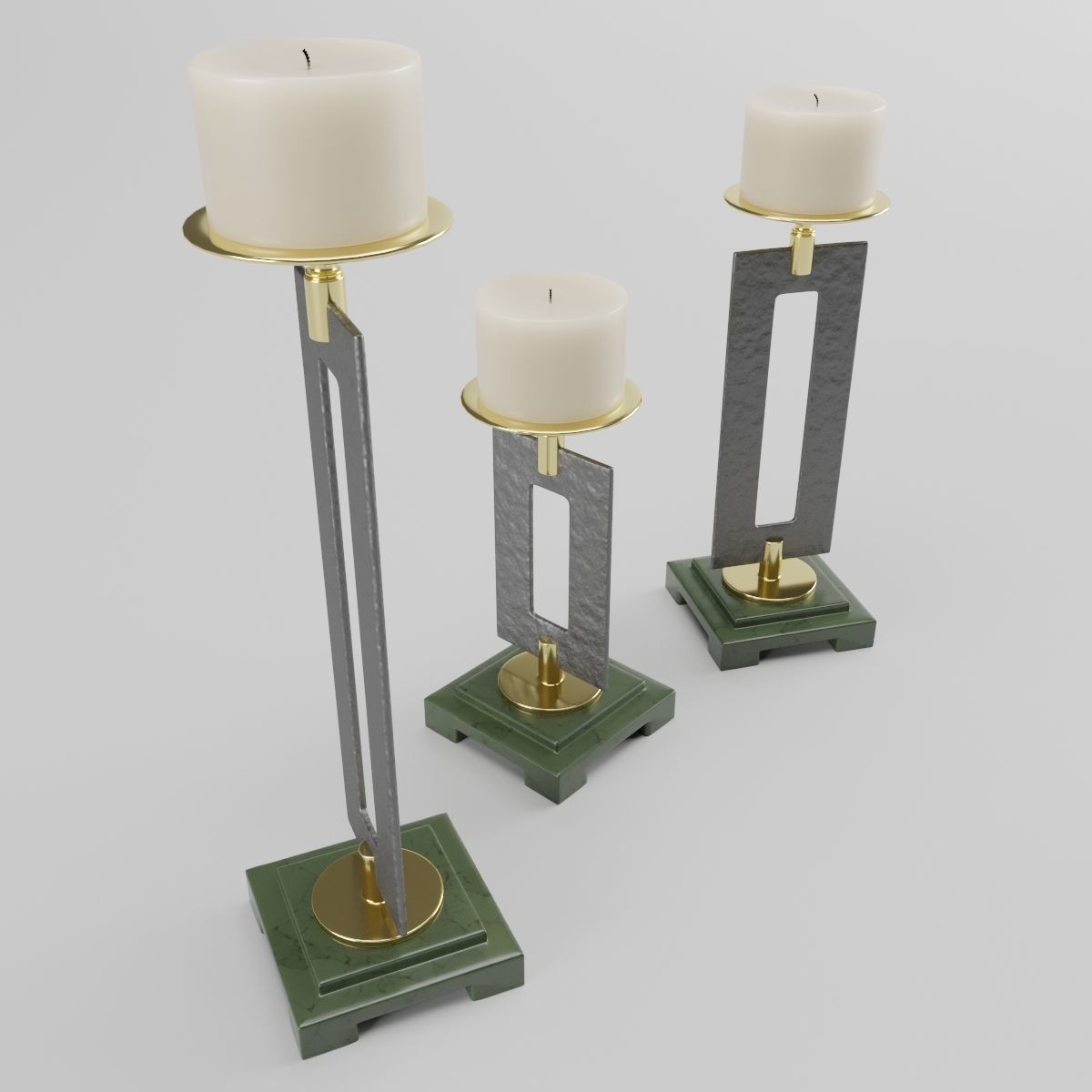 Trio Candleholders 3D model_5