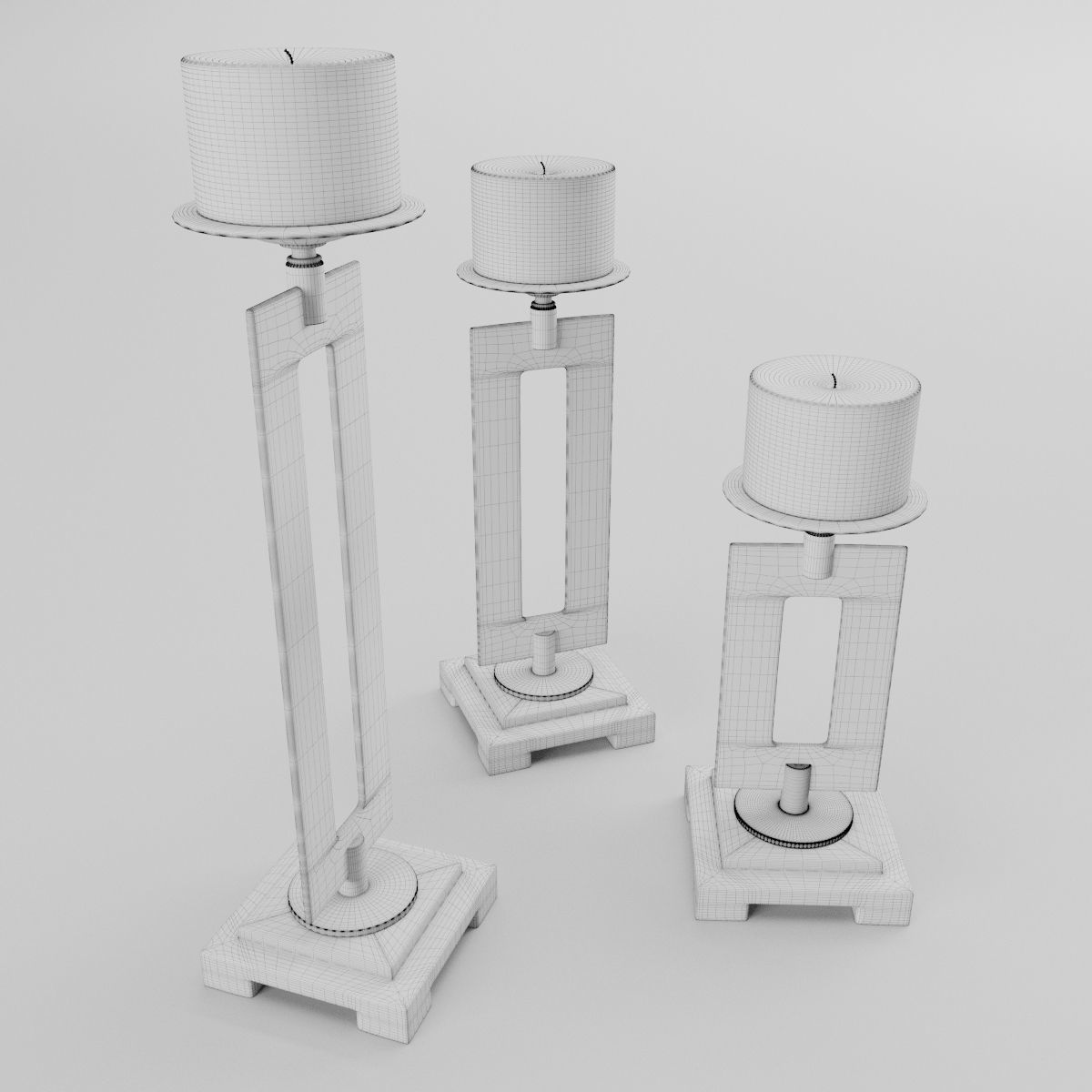 Trio Candleholders 3D model_11
