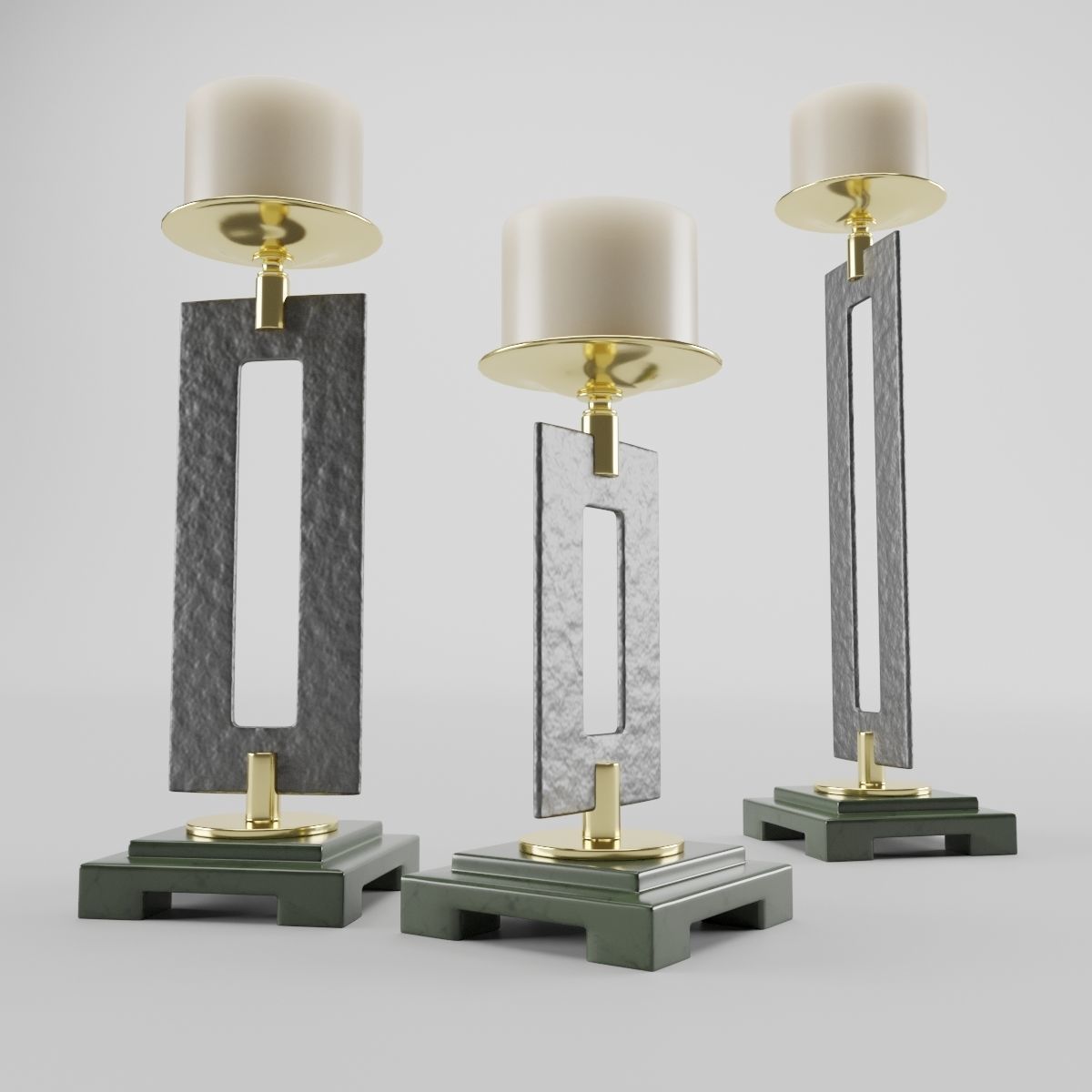 Trio Candleholders 3D model_6