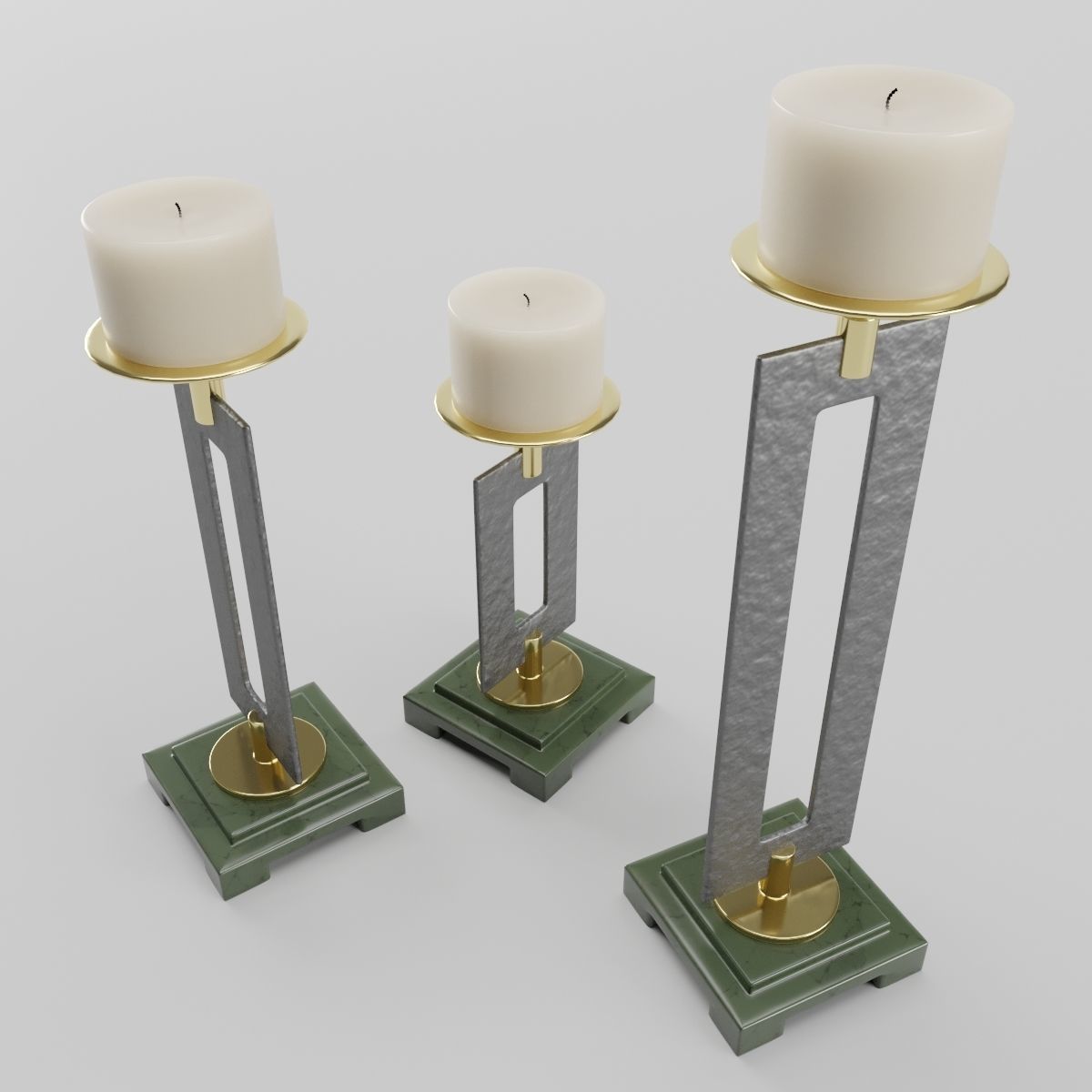 Trio Candleholders 3D model_4