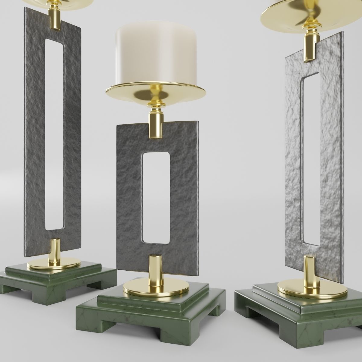 Trio Candleholders 3D model_7