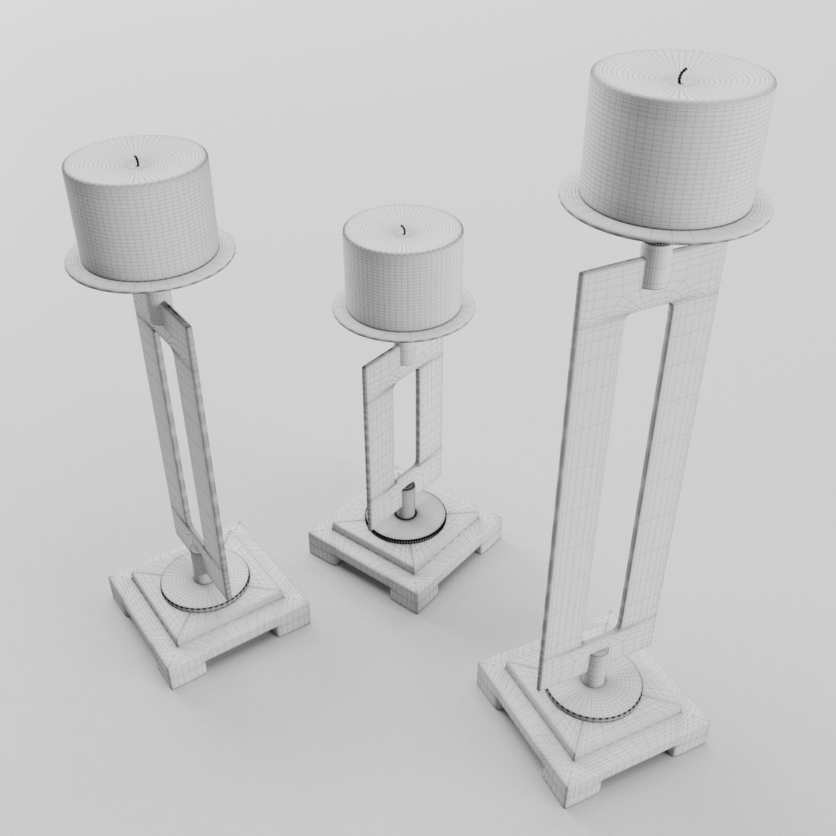 Trio Candleholders 3D model_14