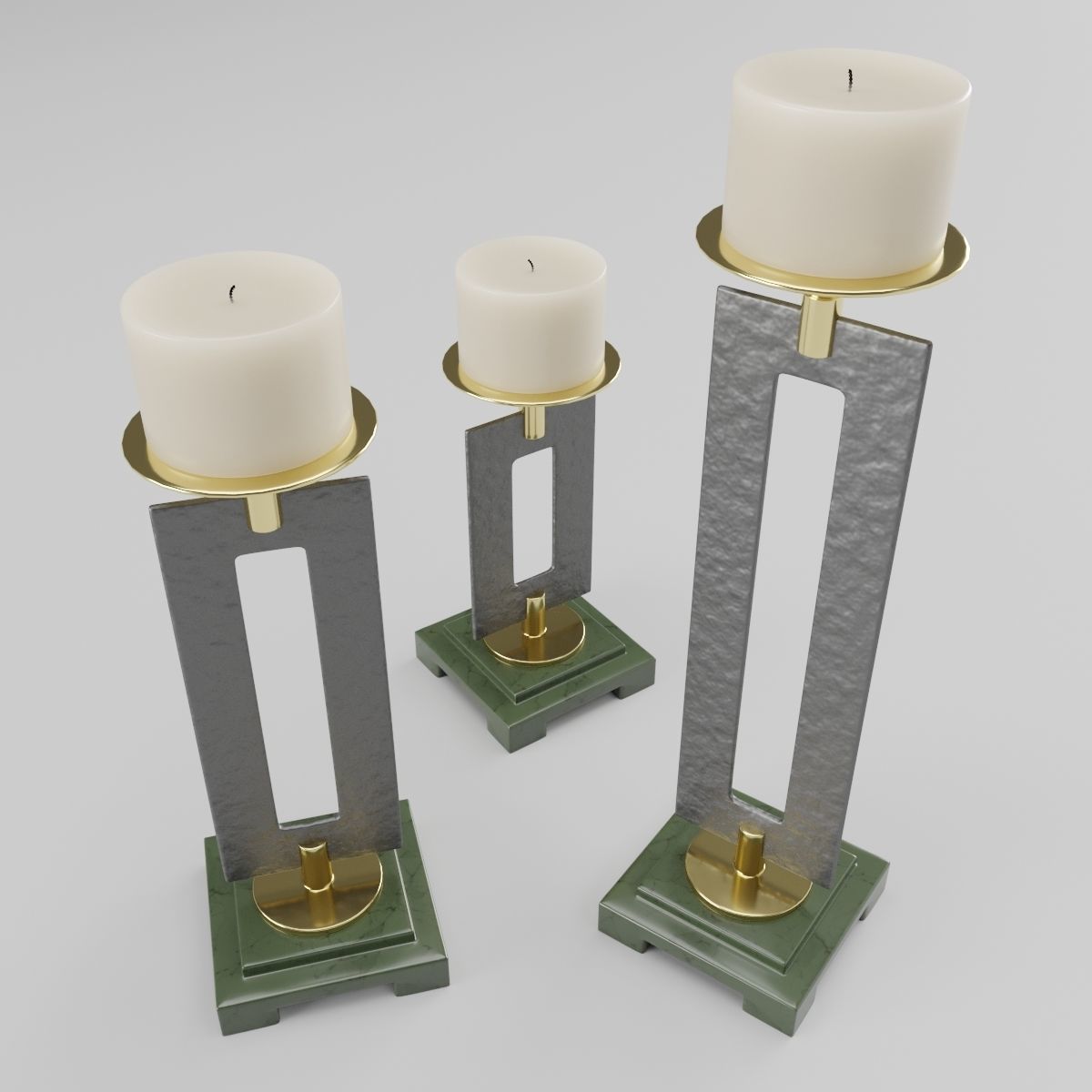 Trio Candleholders 3D model_8